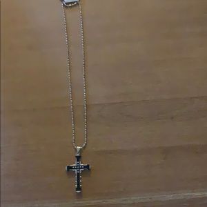 Solid cubic zirconia unisex CROSS Necklace
